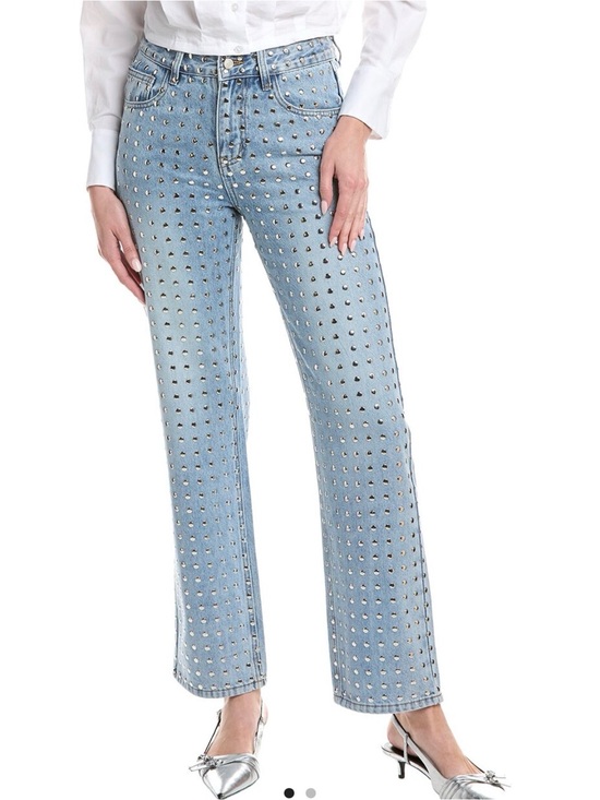 House of Harlow 1960 Denim - House of Harlow 1960 Light Wash Studded Wide-Leg Jeans